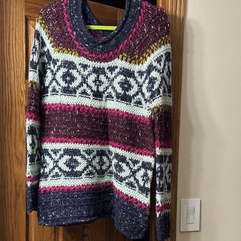 We The Free Multicolor Cowl Neck Sweater